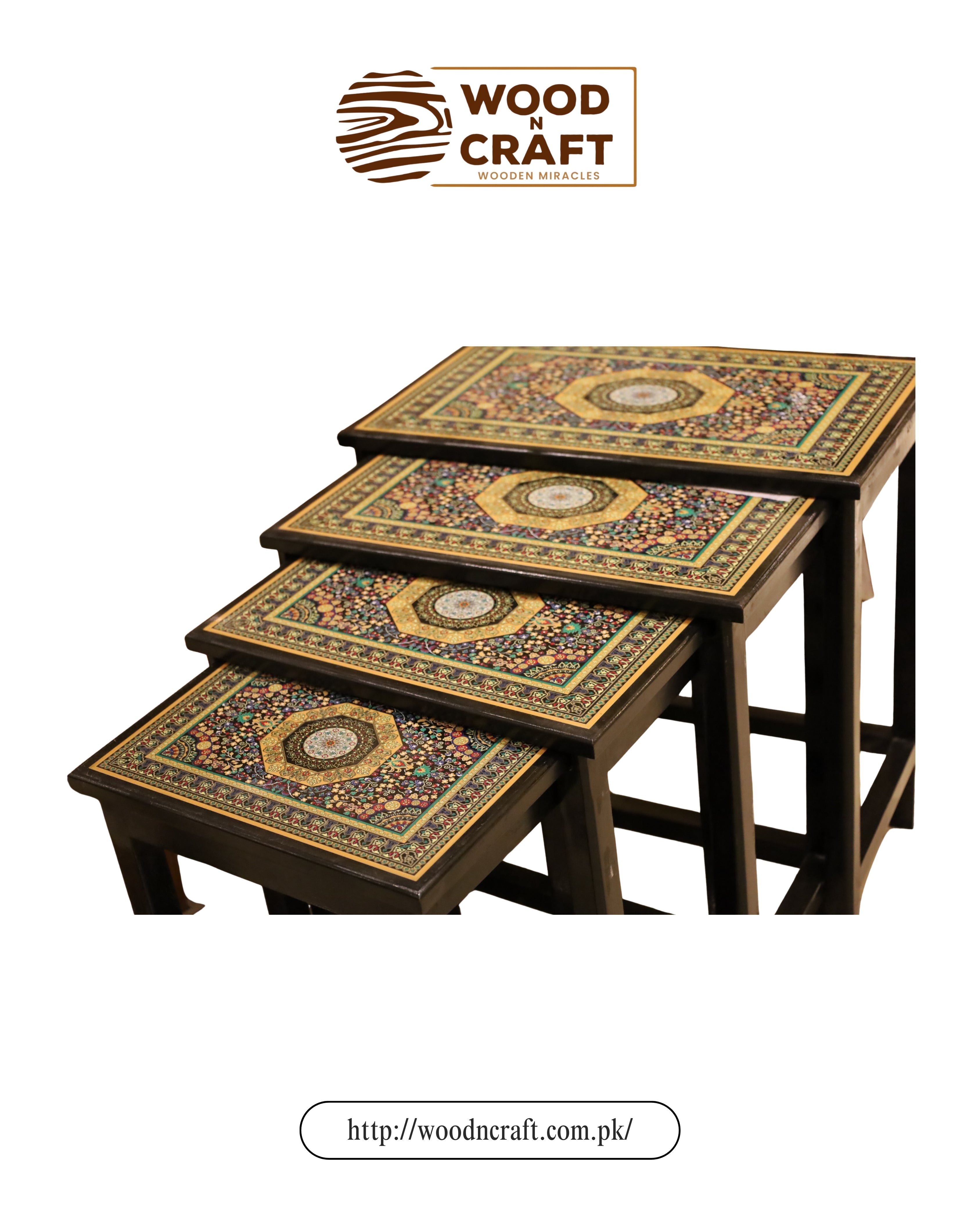 Wooden Table Set (4 Pieces) – Vibrant Craft Collection