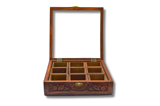 Carved Wooden Masala Box
