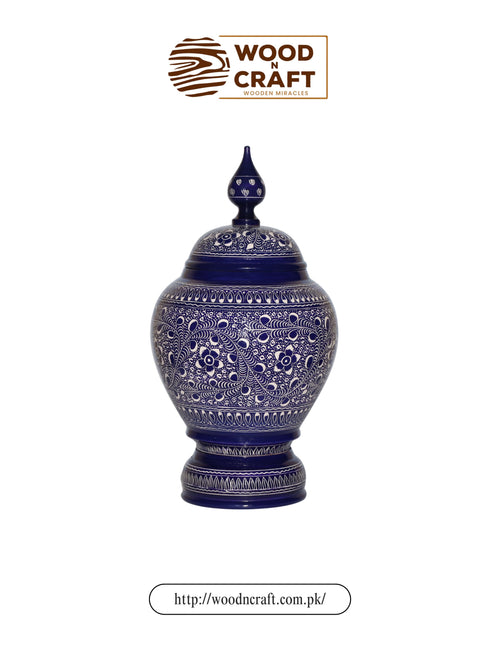 Candy Jar Single Blue Pottery Work