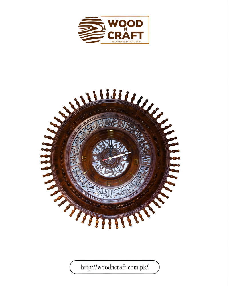 Handcrafted Carved Wooden Clock