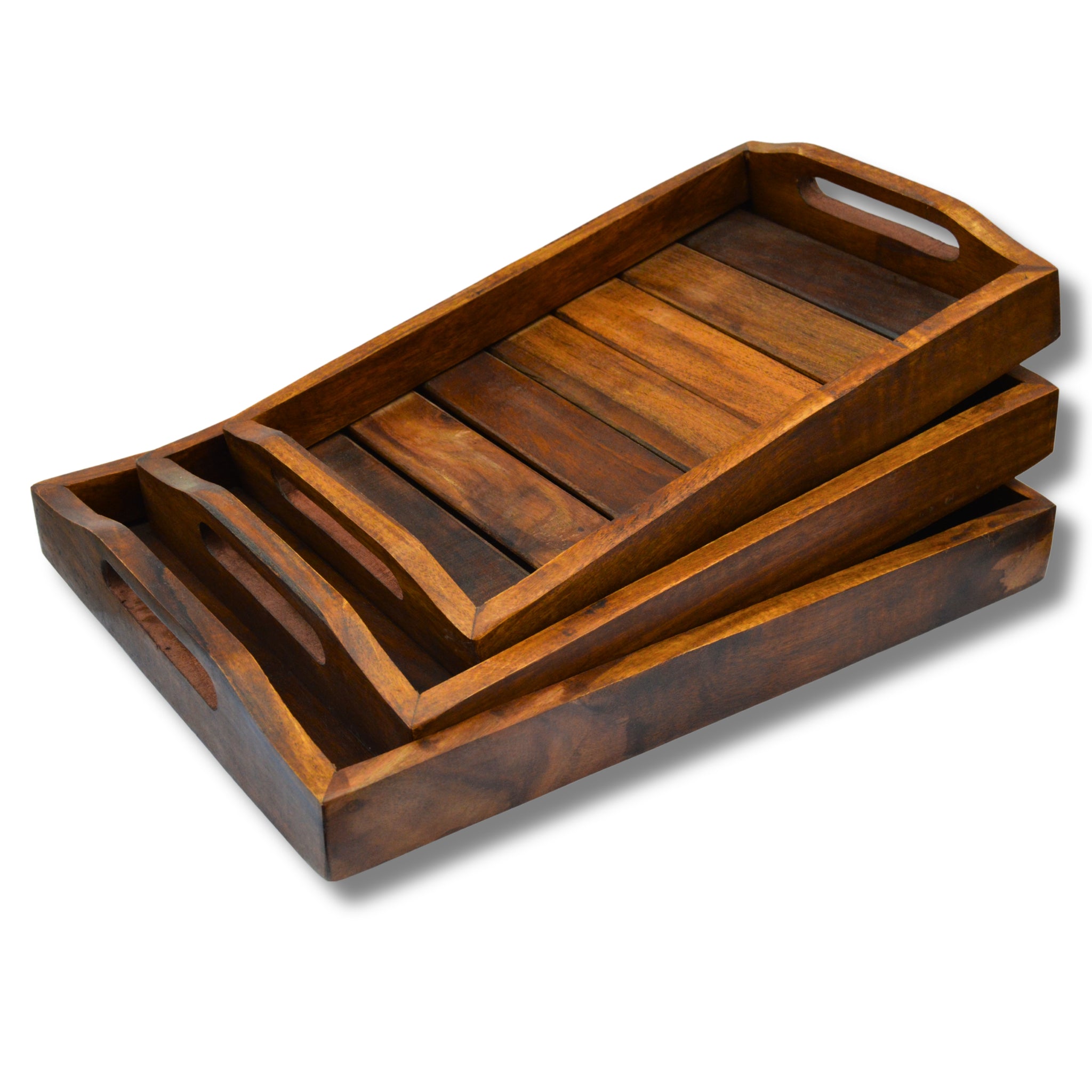Mulberry Wooden Tray Set (Dark Brown)