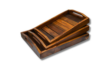 Mulberry Wooden Tray Set (Dark Brown)