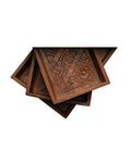 Carved Wooden Tray Set