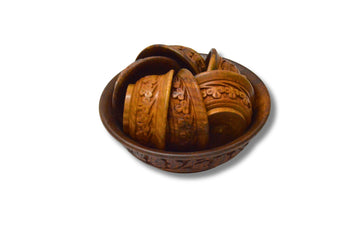 Premium Wooden Bowl Set - Carved