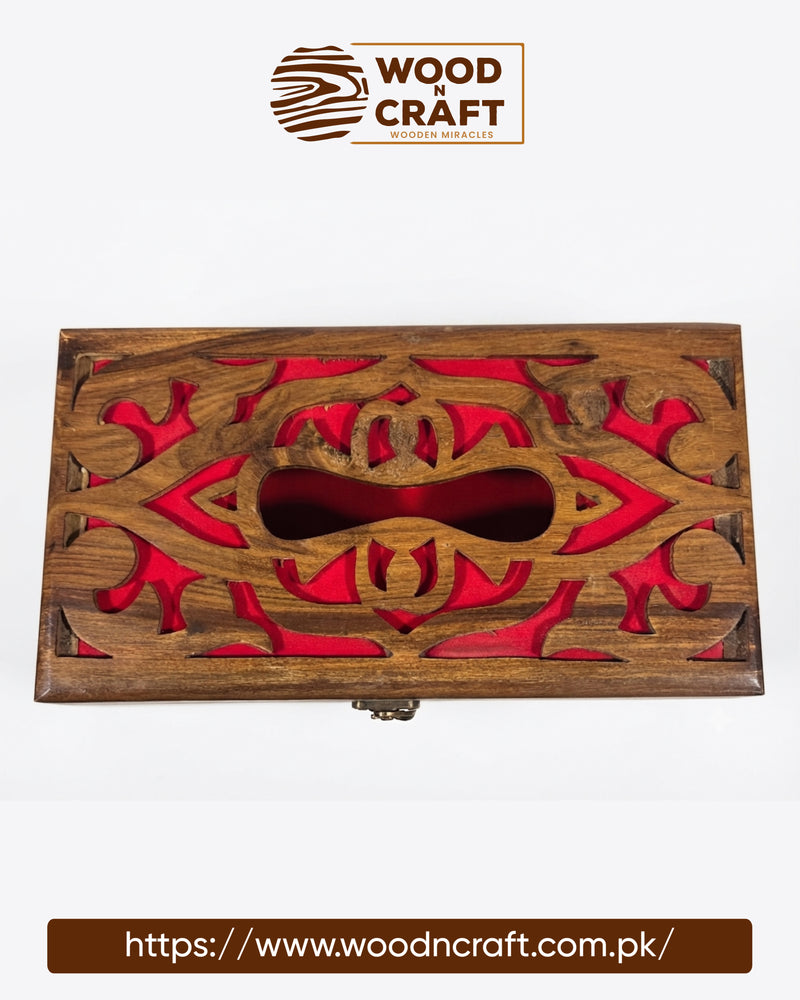 Artisan Hand-Carved Wooden Tissue Box