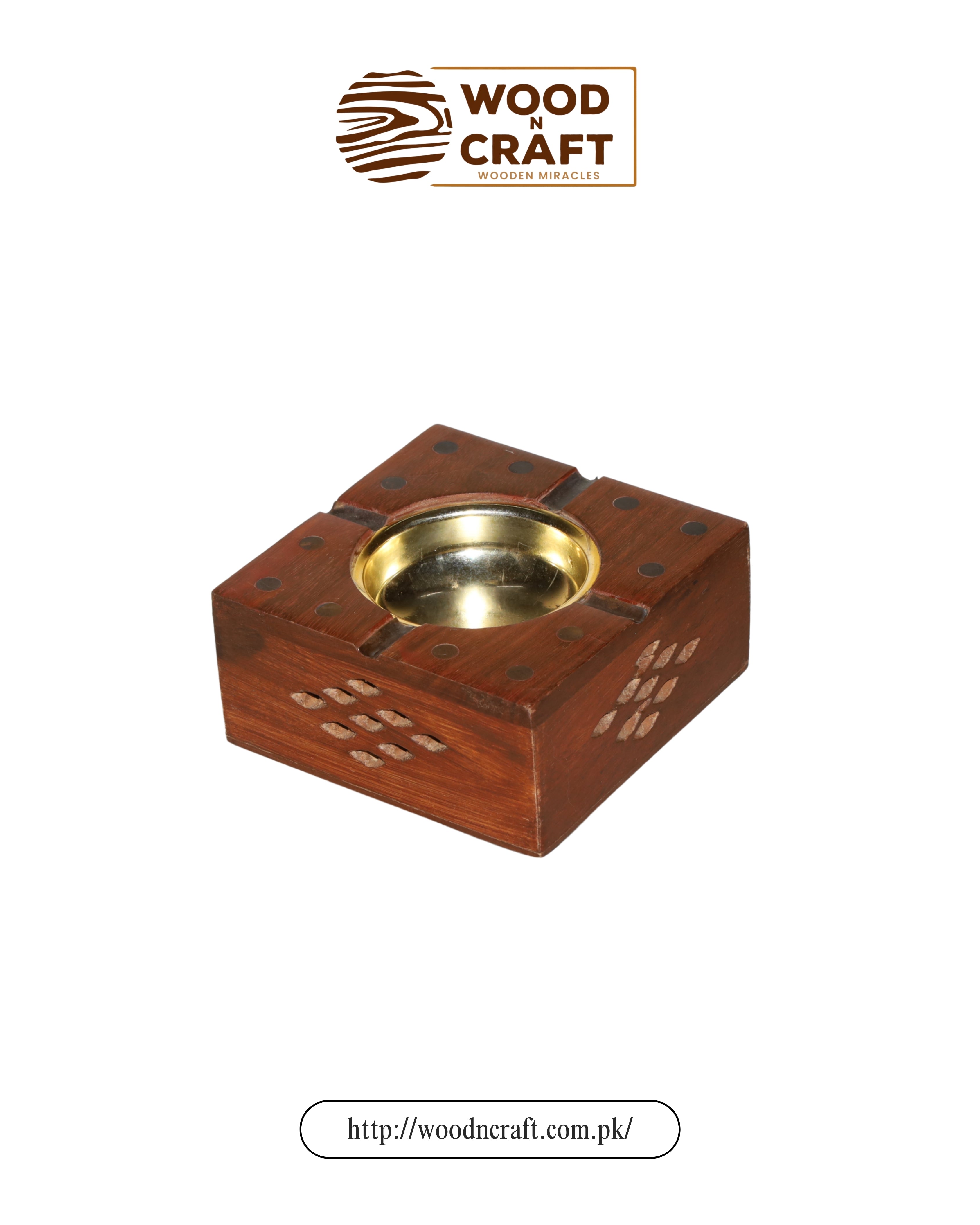 Handcrafted Square Wooden Ashtray
