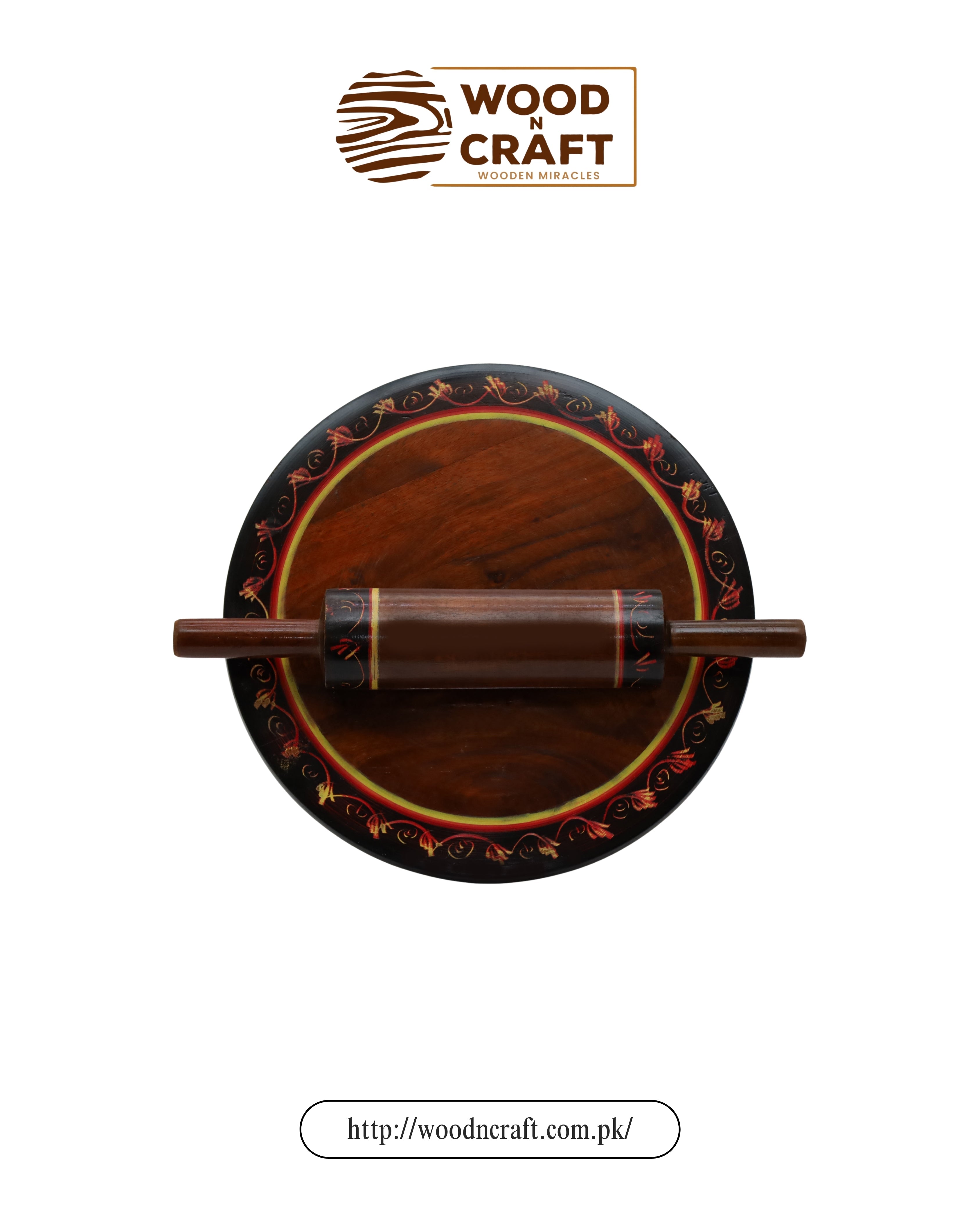 Designer Border Wooden Rolling Pin
