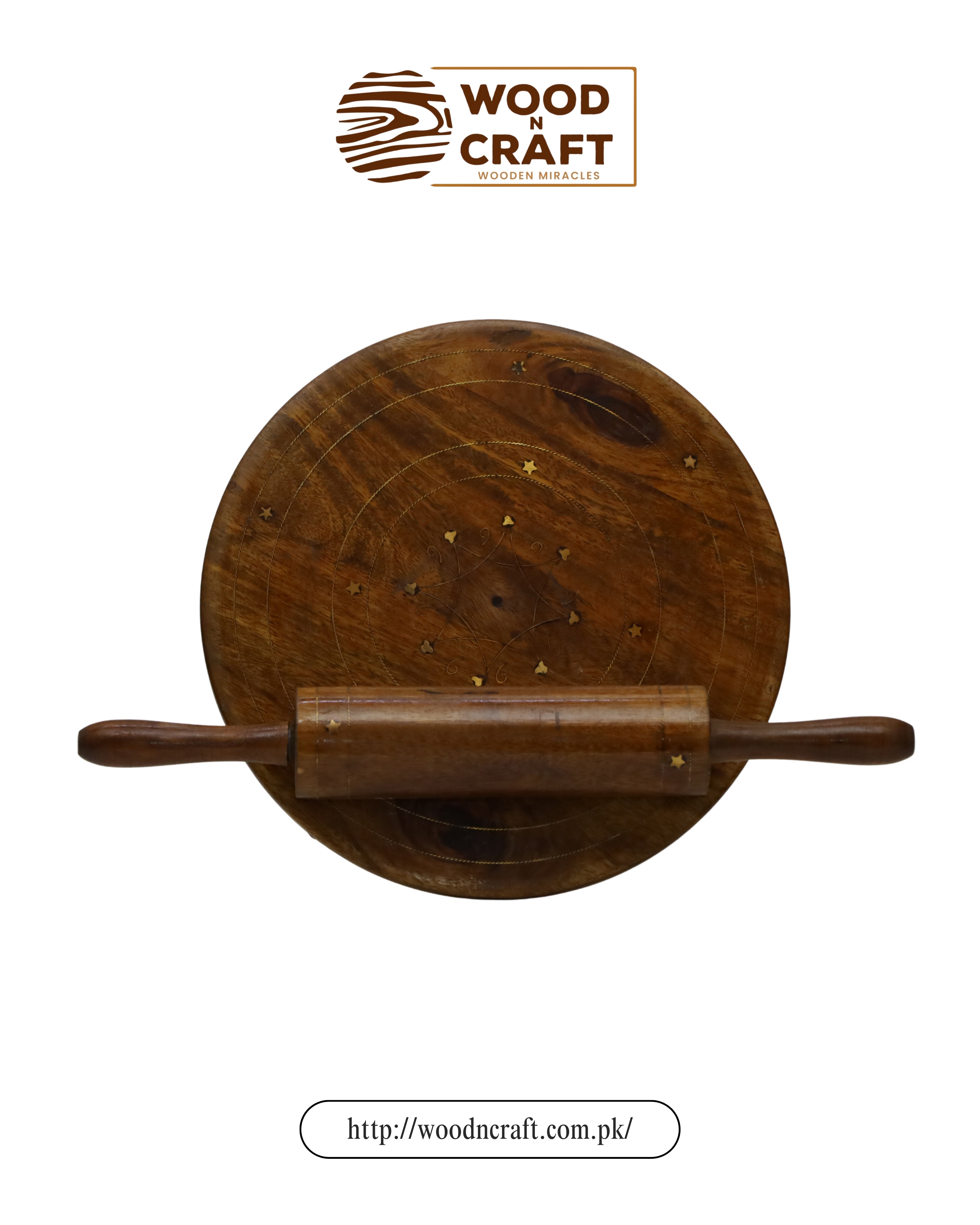 Brass Inlay Wooden Rolling Pin